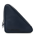 Balenciaga Calfskin Triangle Pouch M Bleu Canopee