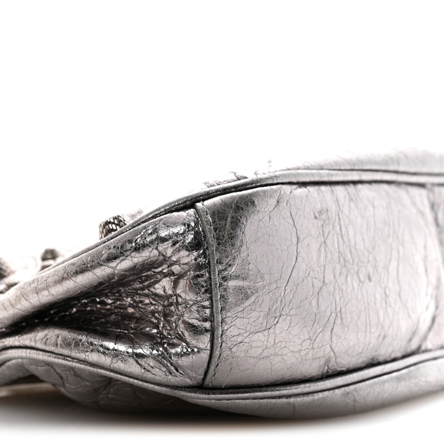 Balenciaga Metallic Agneau Arena Le Cagole Shoulder Bag XS Silver