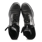 Chanel Calfskin Quilted Lace Up Combat Boots  38 Black