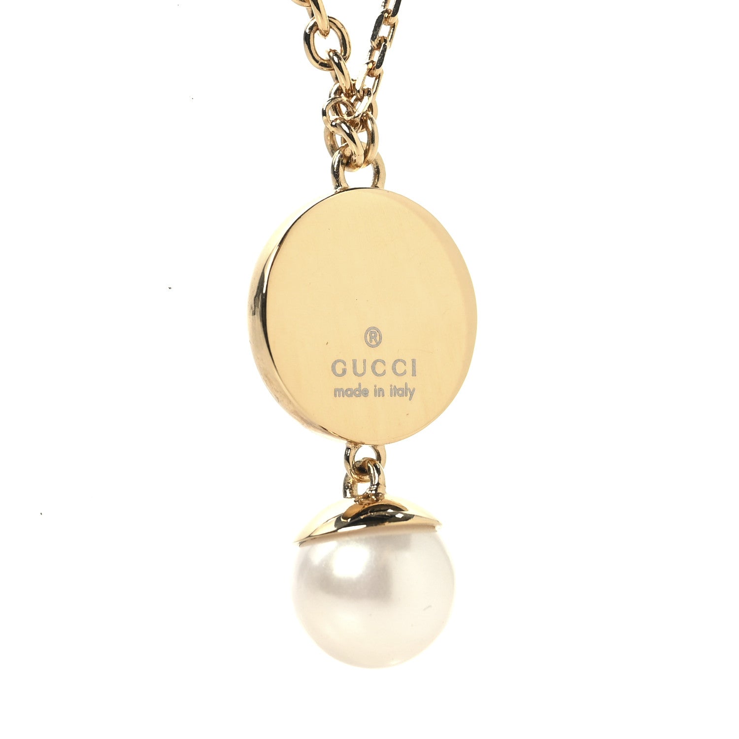 Gucci Metal Enamel Blondie Pendant Necklace Gold Black