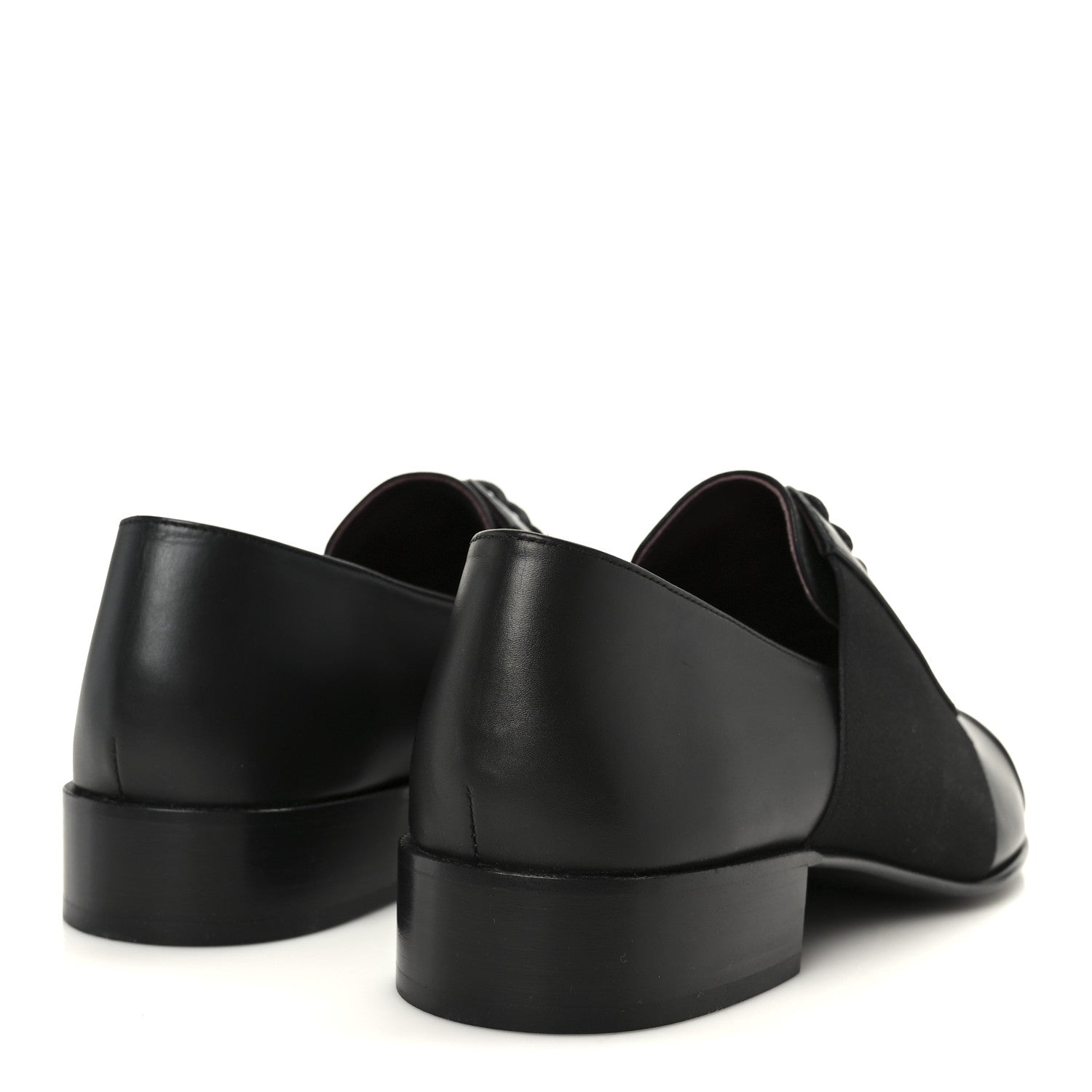 Chanel Calfskin Elastic Lace Up Cap Toe CC Loafers 39 Black