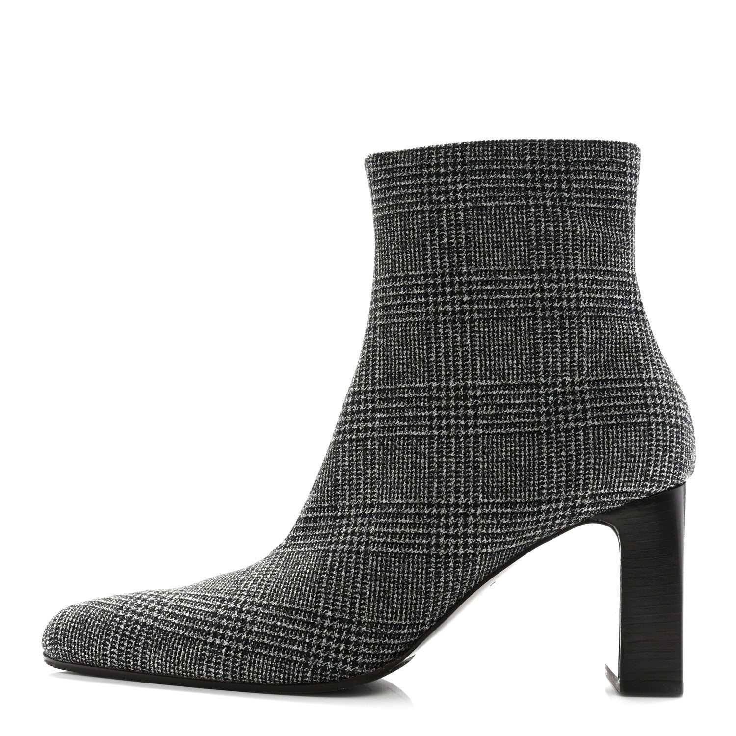 Balenciaga Wool Plaid Ankle Boots 41 Black White