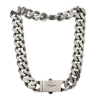 Saint Laurent Metal Curb Chain Necklace Oxidized Silver