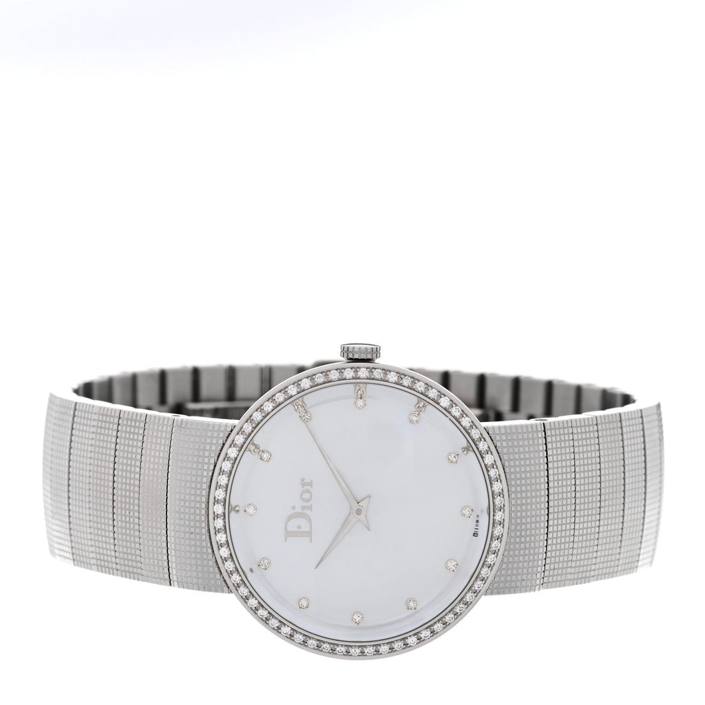 Christian Dior Stainless Steel Diamond Bezel Mother of Pearl 33mm La D De Dior Quartz Watch
