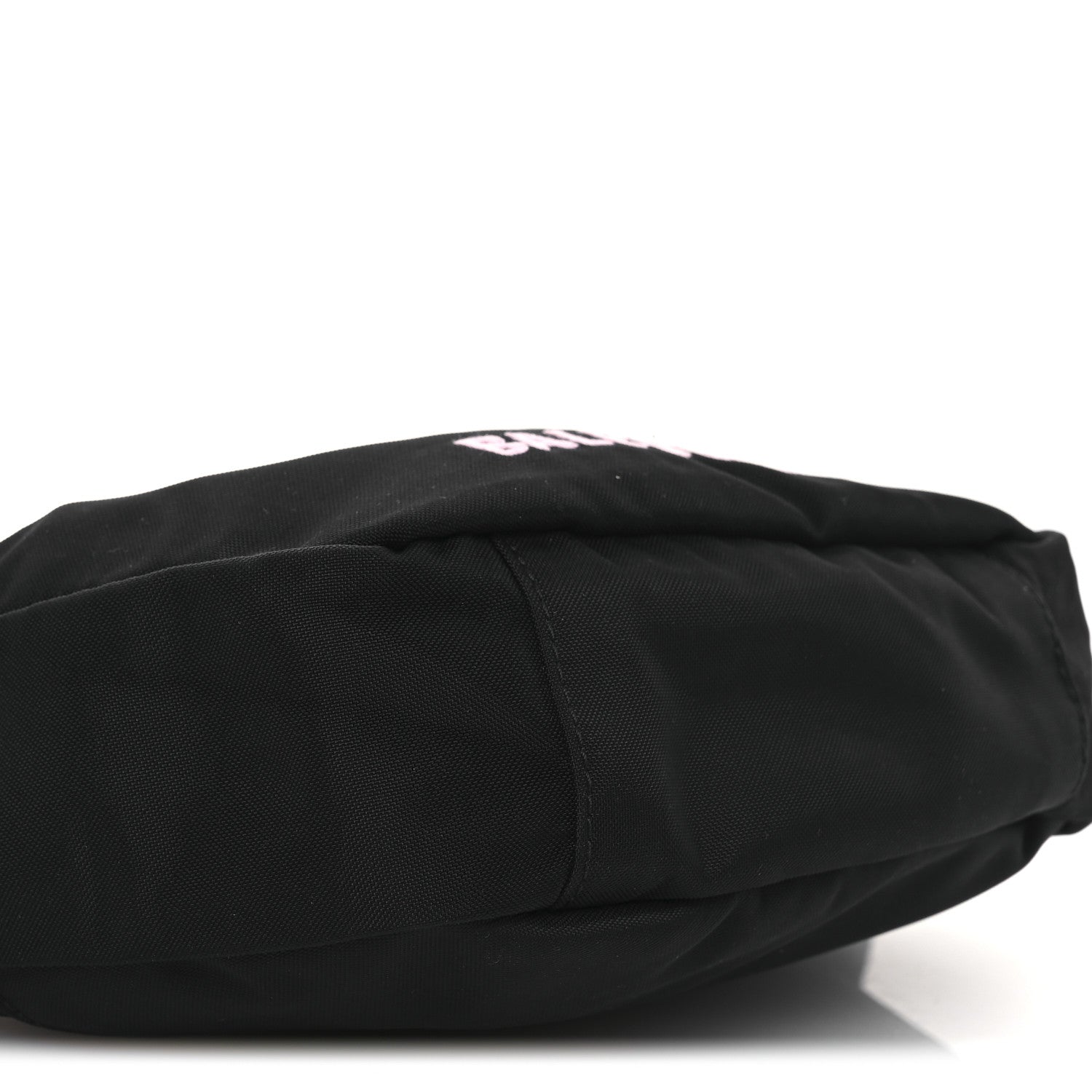 Balenciaga Recycled Sport Nylon Logo Embroidered Wheel Sling Bag Black Pink