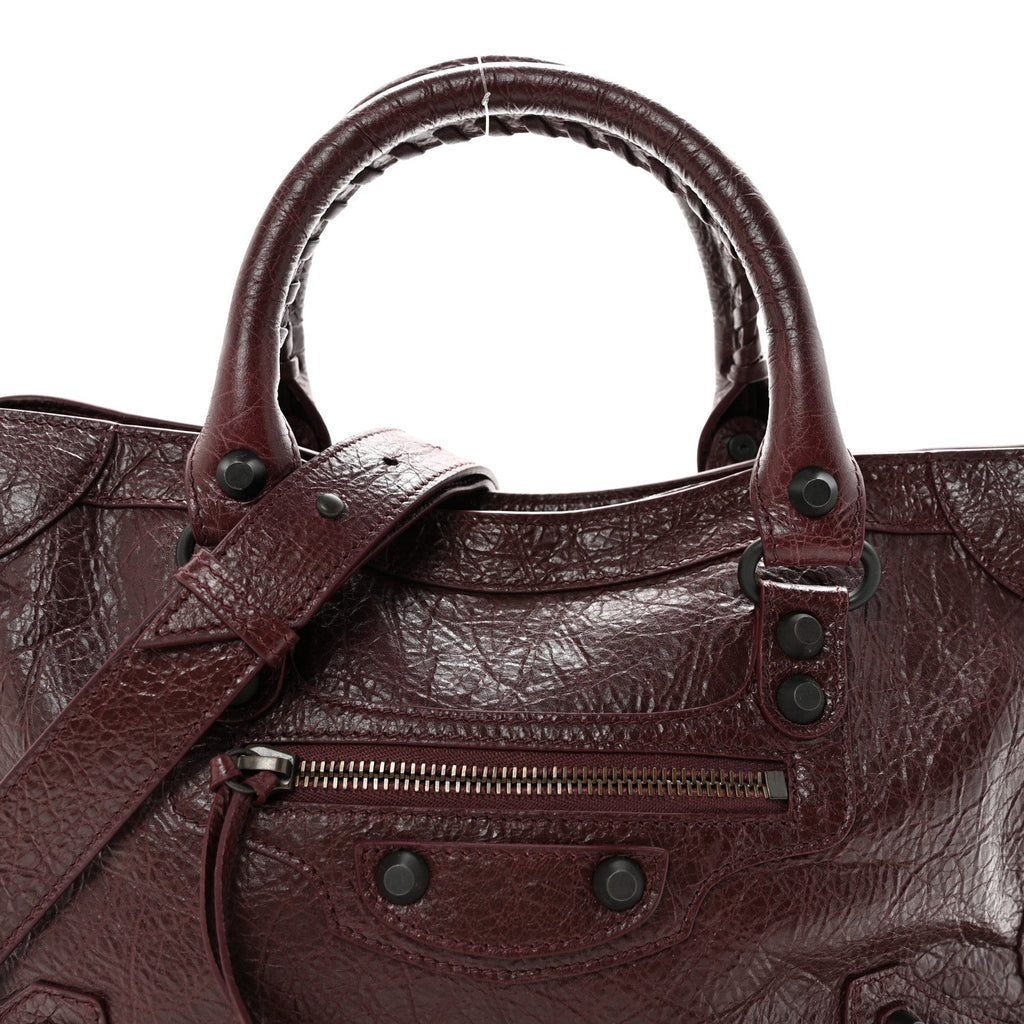 Balenciaga Agneau Arena Storico Classic Hardware Small Le City Dark Burgundy