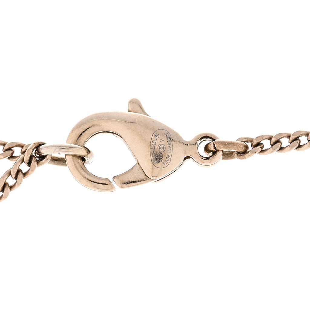 Chanel Enamel Bead Pearl CC Drop Necklace Black Gold