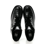 Chanel Shiny Calfskin Velvet Pearl Combat Short Boots 38.5 Black
