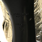Saint Laurent Metallic Crinkled Polyurethane Calfskin Kiki Pointed Toe Ankle Boots 38 Gold