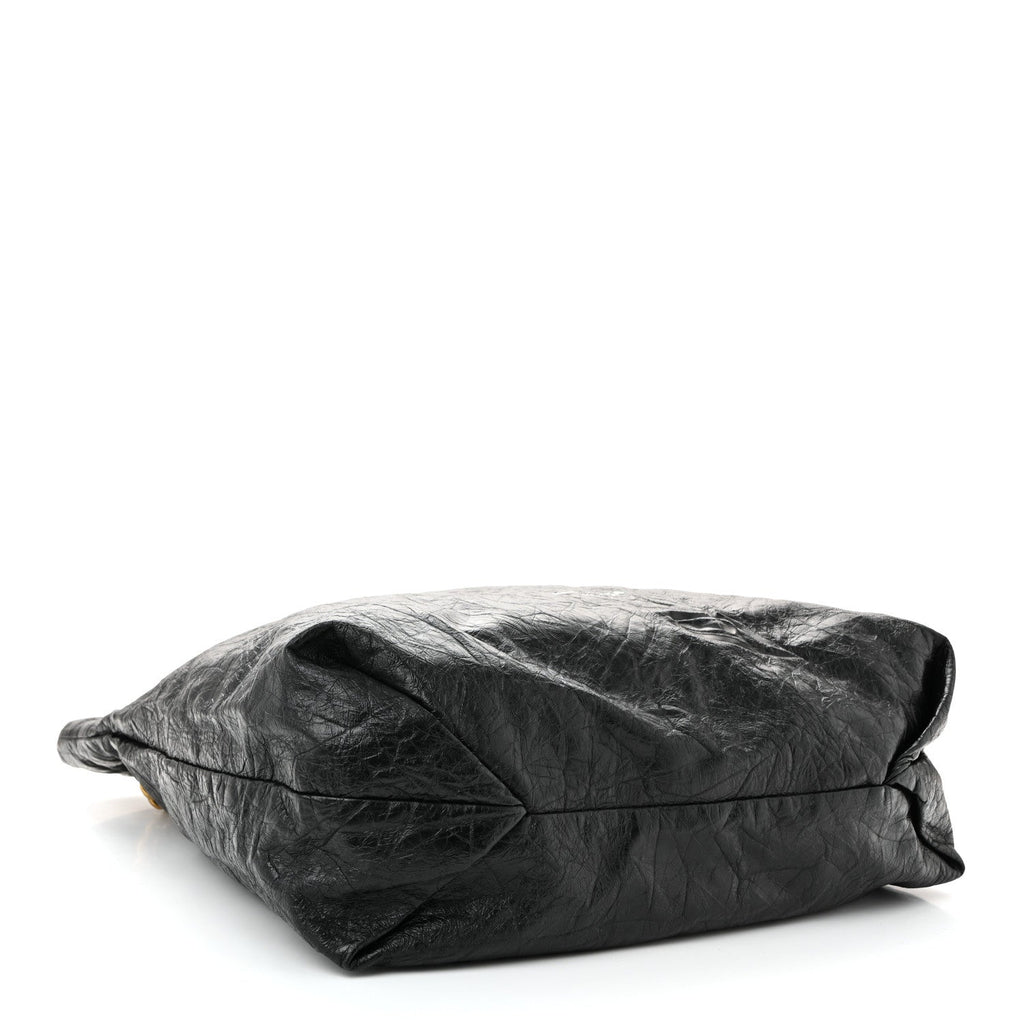 Balenciaga Crushed Calfskin Crush Medium Chain Tote  Black
