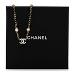 Chanel Metal Enamel CC Necklace Gold White