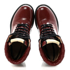 Gucci Magnum Calfskin Nappa Quilted Lace Up Ankle Boots 36 Garnet Red