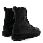 Fendi Nappa FF Embossed Womens Biker Boots 39.5 Black