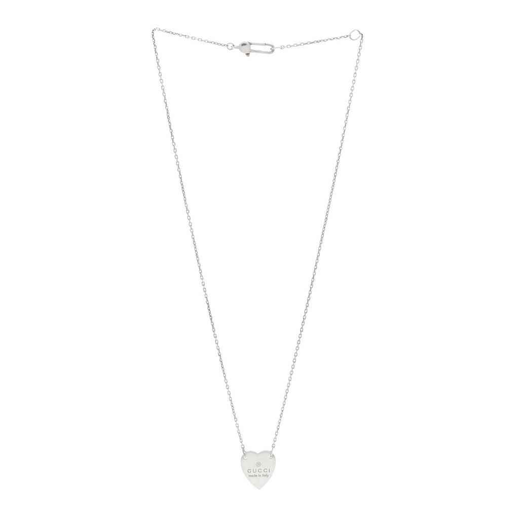 Gucci Sterling Silver Trademark Heart Pendant Necklace