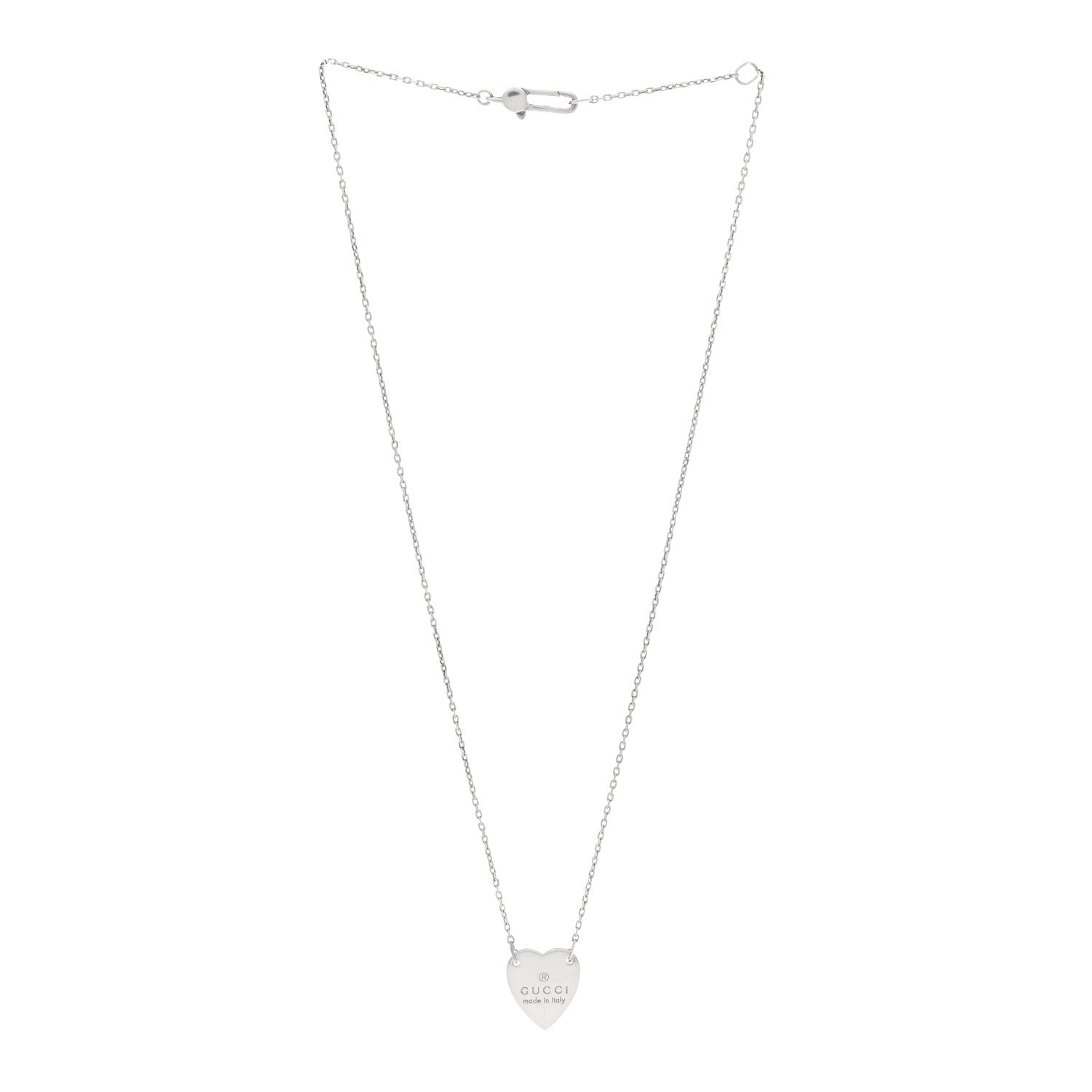 Gucci Sterling Silver Trademark Heart Pendant Necklace