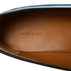 Gucci Velvet GG Monogram Horsebit Mens Jordaan Loafers 9 Blue Beige
