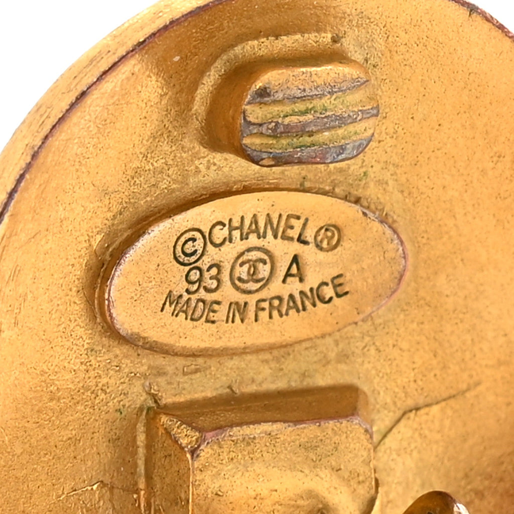 Chanel CC Clip On Earrings Black Gold