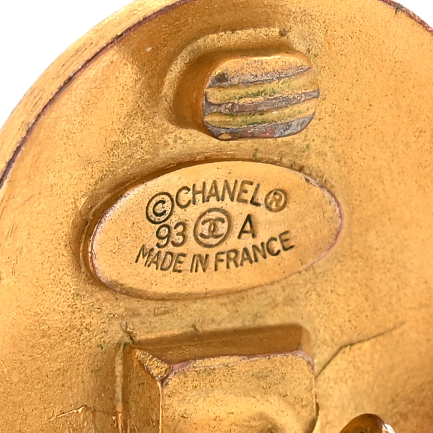 Chanel CC Clip On Earrings Black Gold
