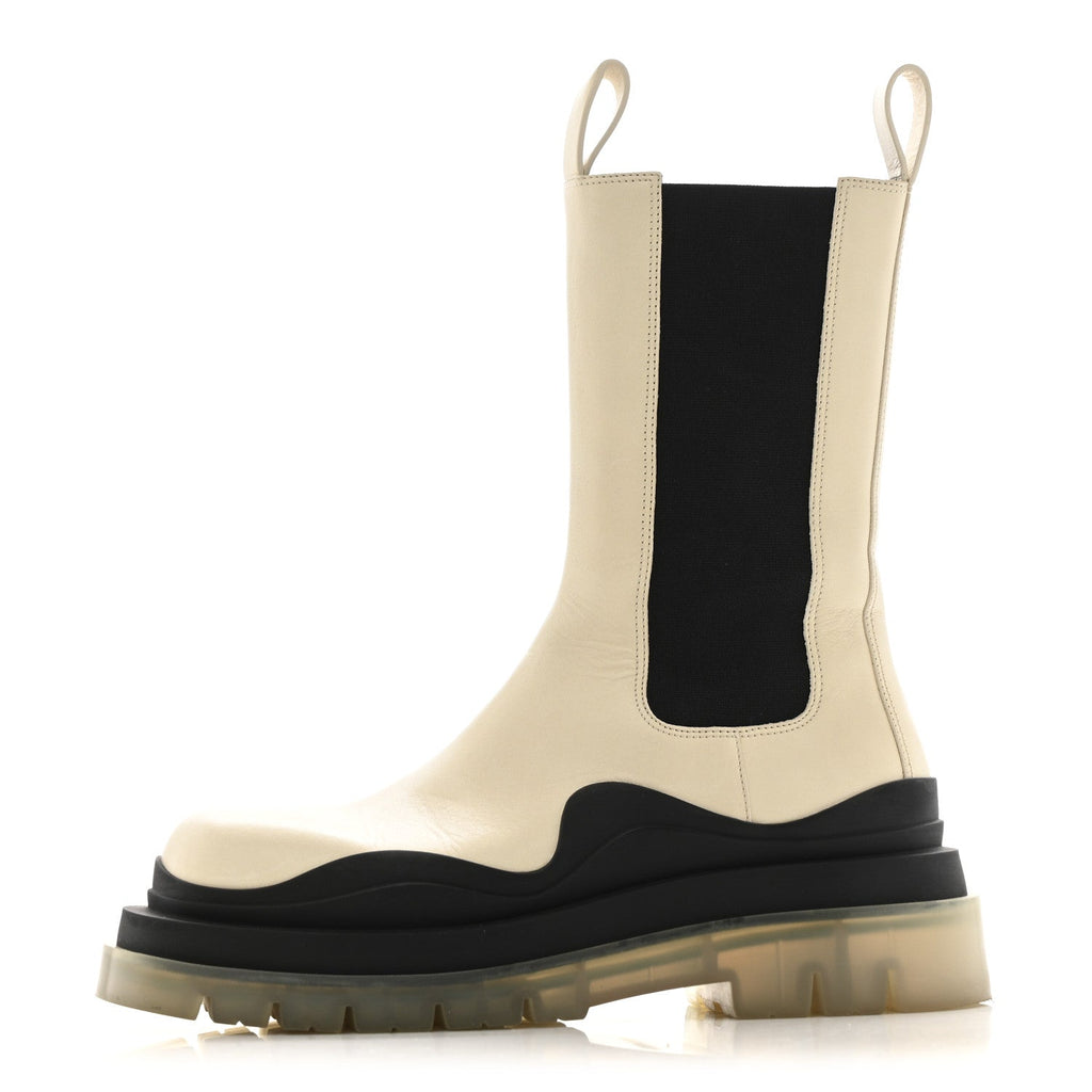 Bottega Veneta Calfskin The Tire Chelsea Boots 39.5 Wax Black Transparent