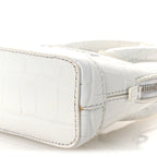 Balenciaga Calfskin Logo Crocodile Embossed Mini Ville Top Handle Bag White Black