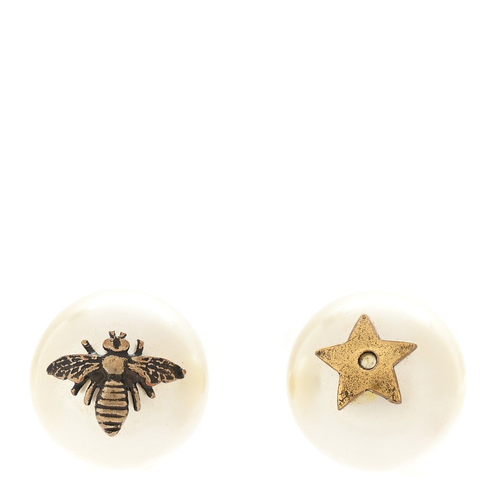 Christian Dior Pearl Bee Star Mise En Dior Tribal Earrings Gold