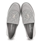 Chanel Lambskin Quilted CC Turnlock Loafers 36.5 Grey