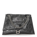 Balenciaga Metallic Crushed Calfskin Medium Crush Chain Bag Steel Grey