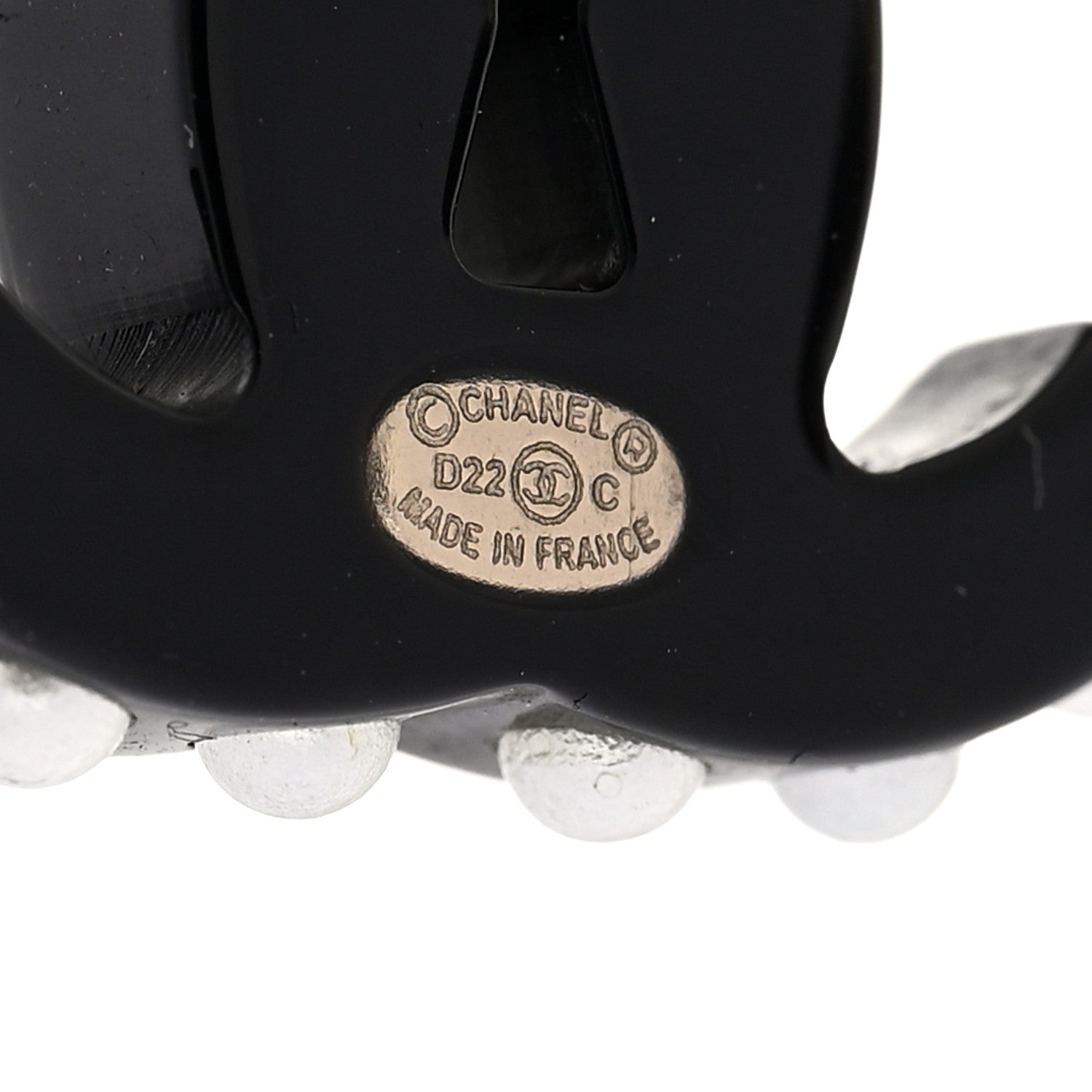 Chanel Resin Crystal Pearl CC Earrings Black