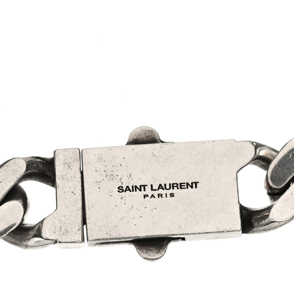 Saint Laurent Metal Curb Chain Necklace Oxidized Silver