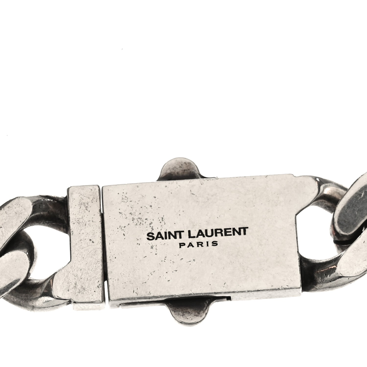 Saint Laurent Metal Curb Chain Necklace Oxidized Silver