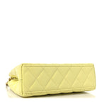 Chanel Shiny Aged Calfskin Quilted Nano Kelly Shopper Light Yellow