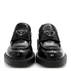 Prada Spazzolato Metal Triangle Logo 50mm Loafers 36.5 Black