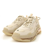 Balenciaga Fabric Mesh Clear Sole Womens Triple S Sneakers 39 Beige