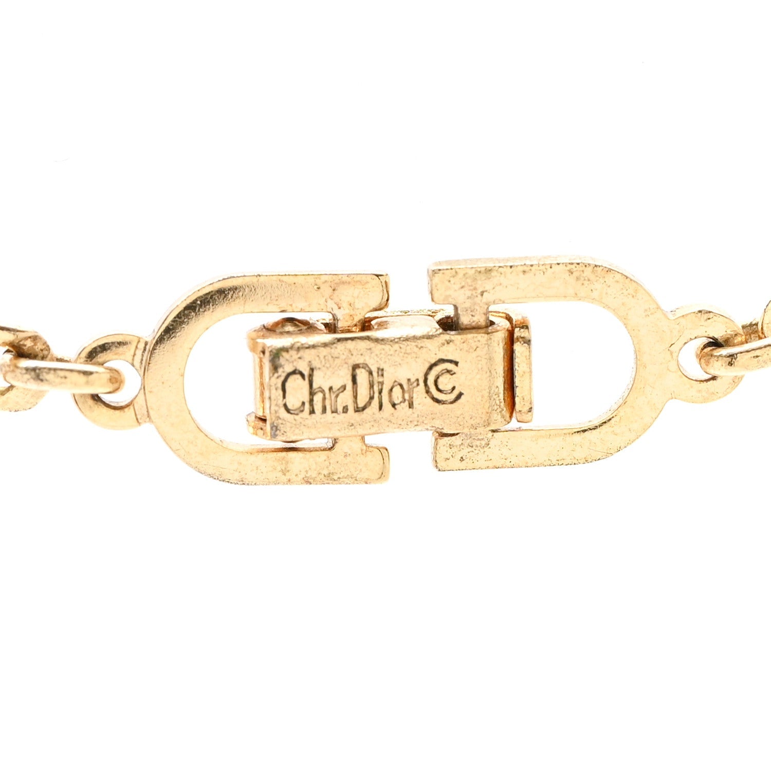 Christian Dior Metal CD Bar Necklace Gold Black