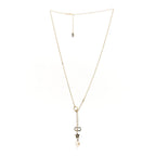 Christian Dior Crystal Pearl CD Shiny-D Tribal Long Necklace Gold