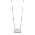 Chanel Metal Lambskin Strass Crystal Purse CC Long Necklace Silver