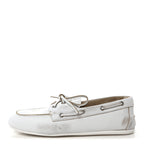 Miu Miu Vitello Deco Boat Loafers 39.5 White