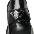 Prada Spazzolato Metal Triangle Logo 50mm Loafers 39 Black