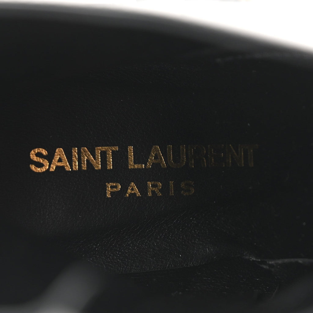 Saint Laurent Patent Vendome Buckle Ankle Booties 37 Black