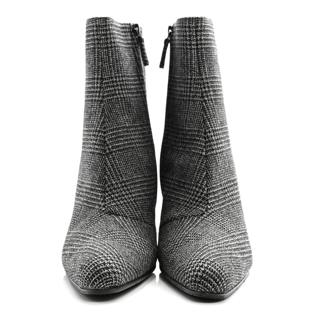 Balenciaga Wool Plaid Ankle Boots 41 Black White
