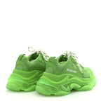 Balenciaga Fabric Mesh Clear Sole Womens Triple S Sneakers 36 Fluo Green
