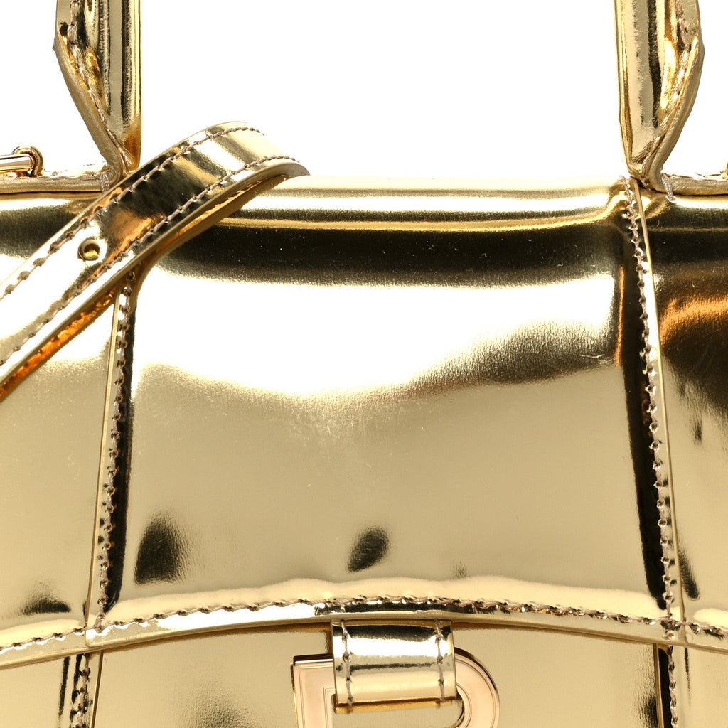 Balenciaga Metallic Calfskin Hourglass Top Handle Bag XS Gold