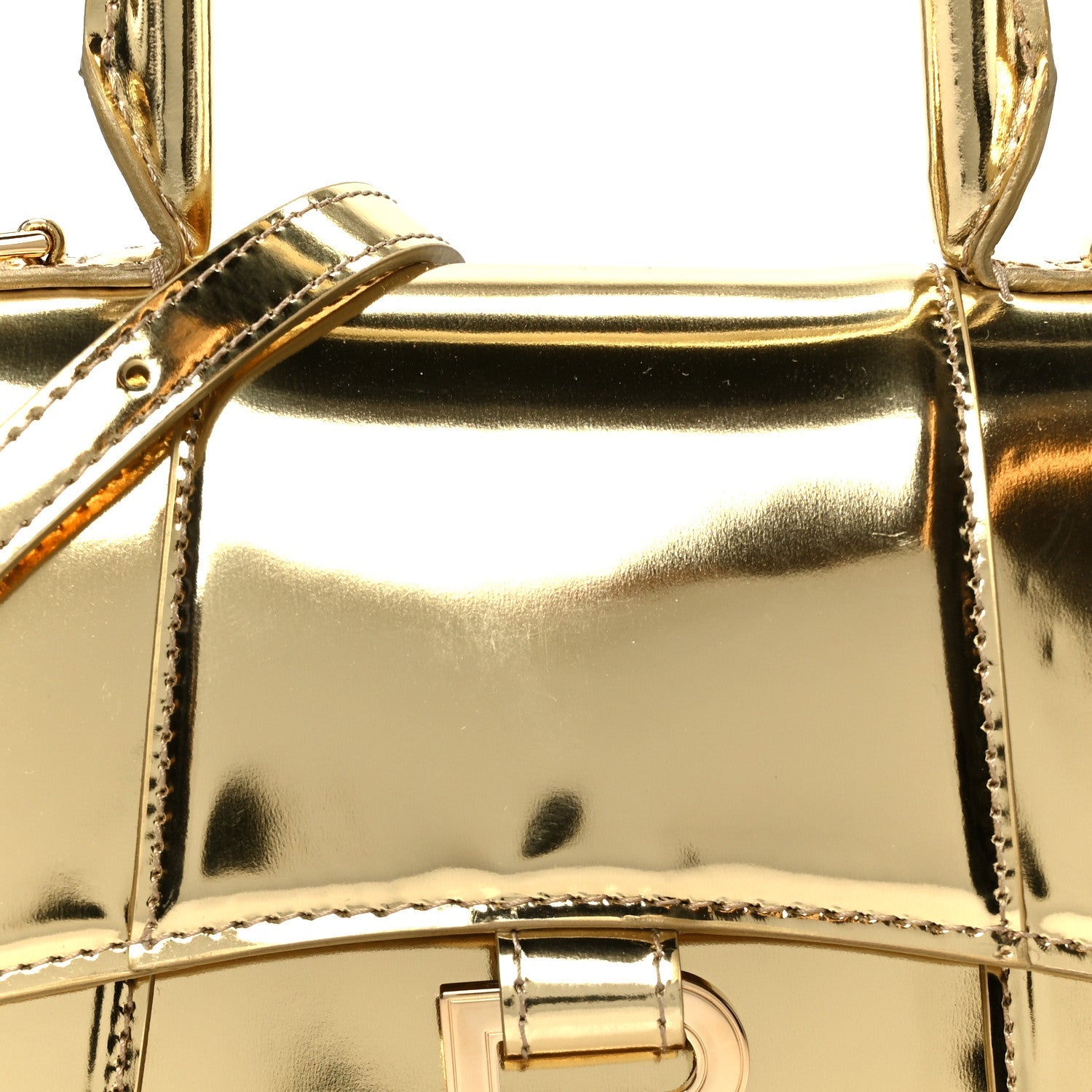 Balenciaga Metallic Calfskin Hourglass Top Handle Bag XS Gold