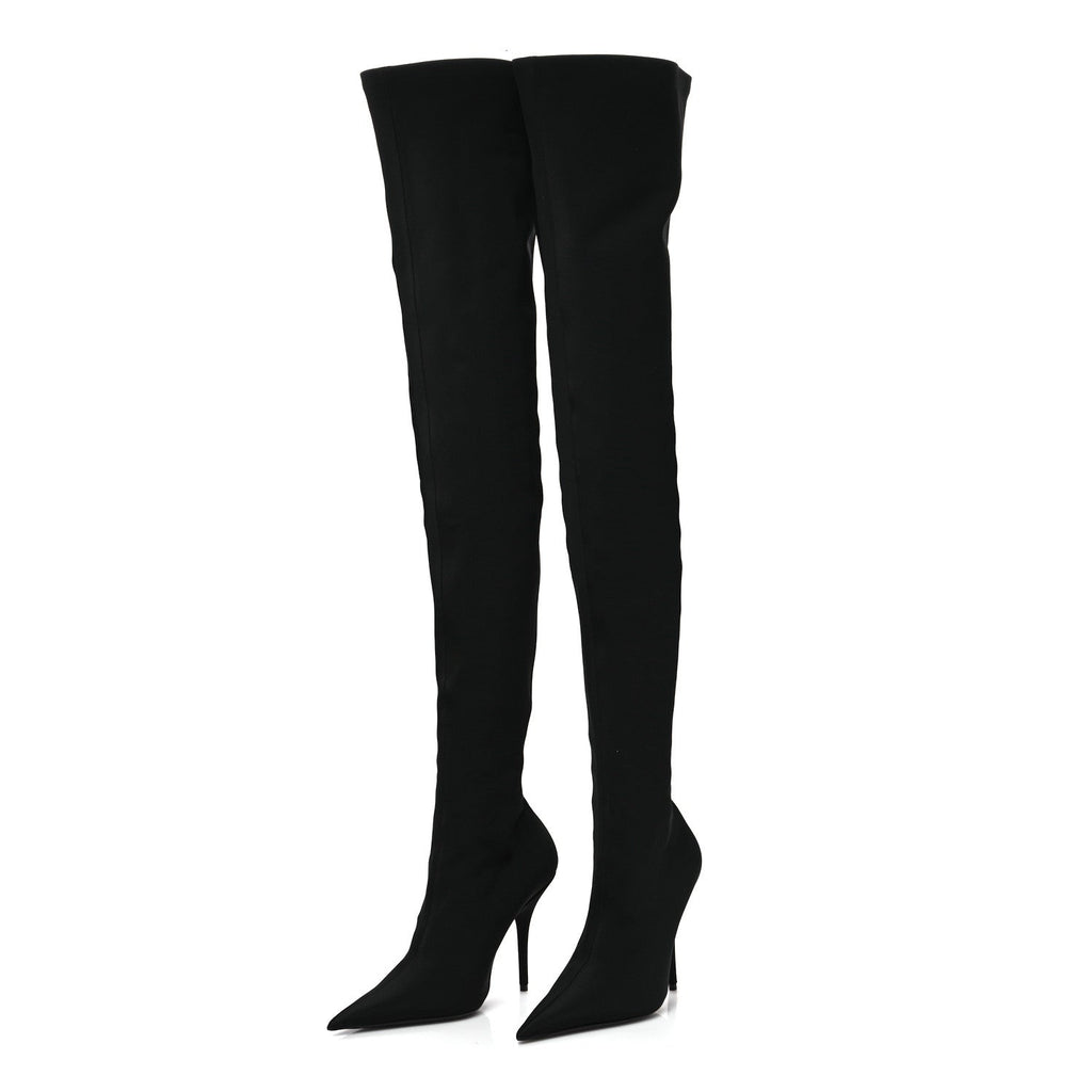 Balenciaga Spandex Pointed Toe Knife 110MM Thigh High Boots 39 Black