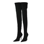 Balenciaga Spandex Pointed Toe Knife 110MM Thigh High Boots 39 Black