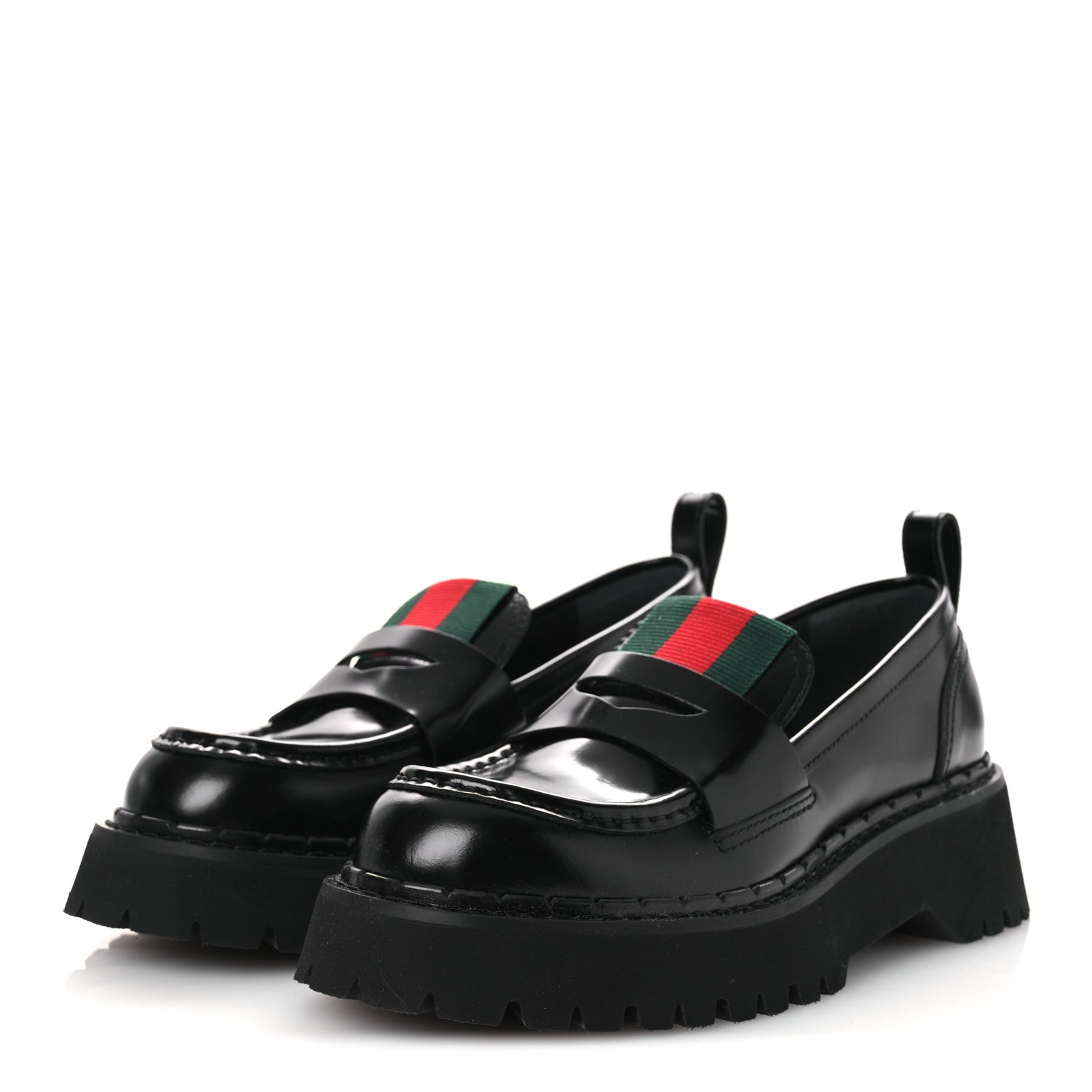 Gucci Spice Lux Womens Thea Web 20mm Platform Loafers 37 Black