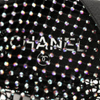 Chanel Mesh Crystal Patent CC Bow High Boots 38.5 Black