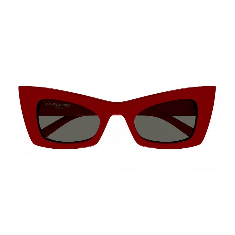 Saint Laurent Sunglasses Cat Eye Full Rim, Red Frame and Grey Lens SL702004