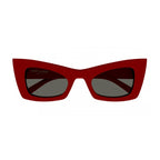 Saint Laurent Sunglasses Cat Eye Full Rim, Red Frame and Grey Lens SL702004