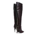 Saint Laurent Calfskin Kiki 110mm Over The Knee Boots 36.5 Dark Violet